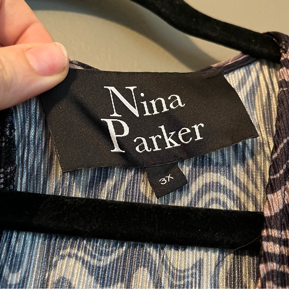 NWT Nina Parker 3X Womens Black Swirl Plus Keyhole Pleated Maxi Dress Ret $129! - Picture 6 of 16